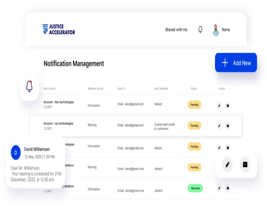 screenshot of Justice Accelerator